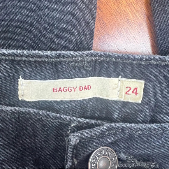 Levi's Baggy Dad in Rake It Up Black Distressed Jeans Size 24 - Picture 6 of 6